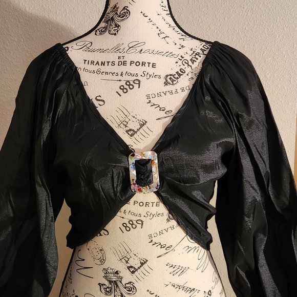 HOSBJERG Elora Black Open Tie Back Crop Top - NEW - NWT - Picture 3 of 5